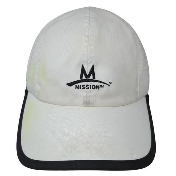 Mission Strapback Hat Solid White One Size Embroidered 6 Panel Outdoor - Picture 1 of 9